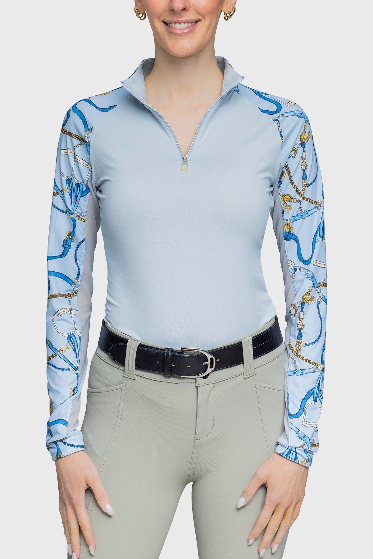 Kastel Denmark Robin's Egg Belt Print Long Sleeve Raglan 1/4 Zip Sun Shirt - Kastel Denmark - Equiluxe Tack