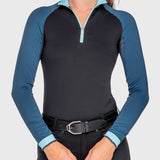 Kastel Denmark Sailor Blue and Black Color Block Long Sleeve 1/4 Zip Sun Shirt - Kastel Denmark - Equiluxe Tack
