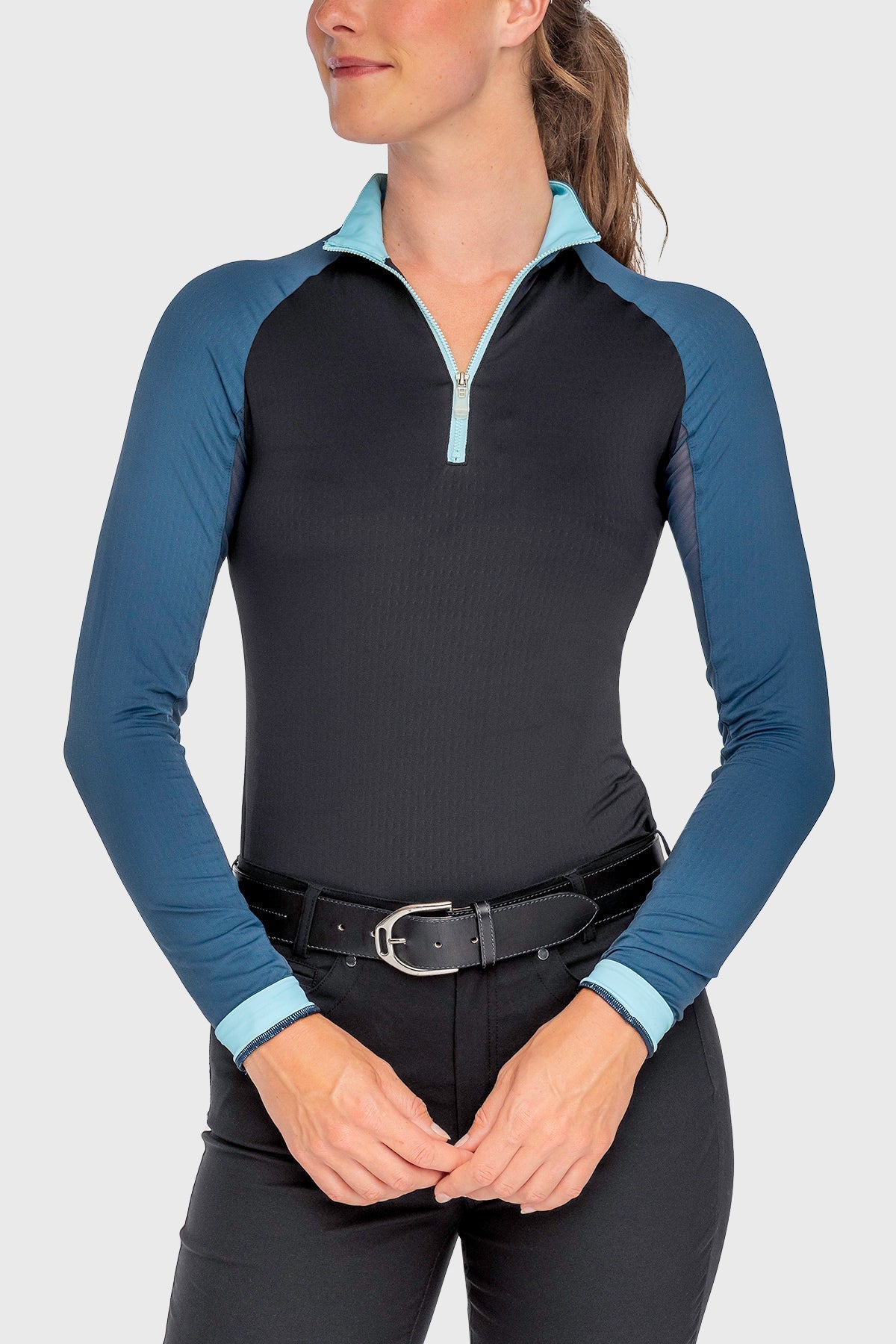 Kastel Denmark Sailor Blue and Black Color Block Long Sleeve 1/4 Zip Sun Shirt - Kastel Denmark - Equiluxe Tack