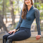 Kastel Denmark Sailor Blue Floral Lace Raglan Long Sleeve 1/4 Zip Shirt - Kastel Denmark - Equiluxe Tack