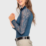 Kastel Denmark Sailor Blue Floral Lace Raglan Long Sleeve 1/4 Zip Shirt - Kastel Denmark - Equiluxe Tack