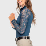 Kastel Denmark Sailor Blue Floral Lace Raglan Long Sleeve 1/4 Zip Shirt - Kastel Denmark - Equiluxe Tack