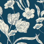 Kastel Denmark Sailor Blue French Tulip Inner Print & Cuff Tailored Show Shirt - Kastel Denmark - Equiluxe Tack