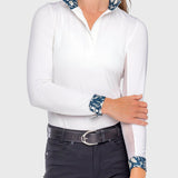 Kastel Denmark Sailor Blue French Tulip Inner Print & Cuff Tailored Show Shirt - Kastel Denmark - Equiluxe Tack