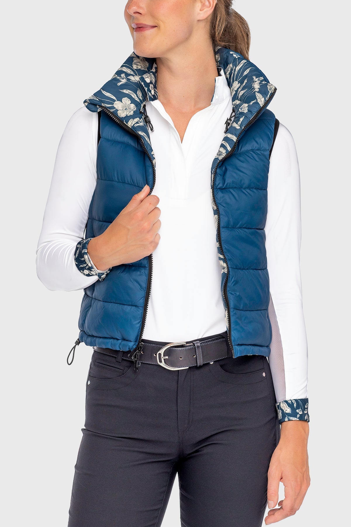 Kastel Denmark Sailor Blue French Tulip Inner Print & Cuff Tailored Show Shirt - Kastel Denmark - Equiluxe Tack