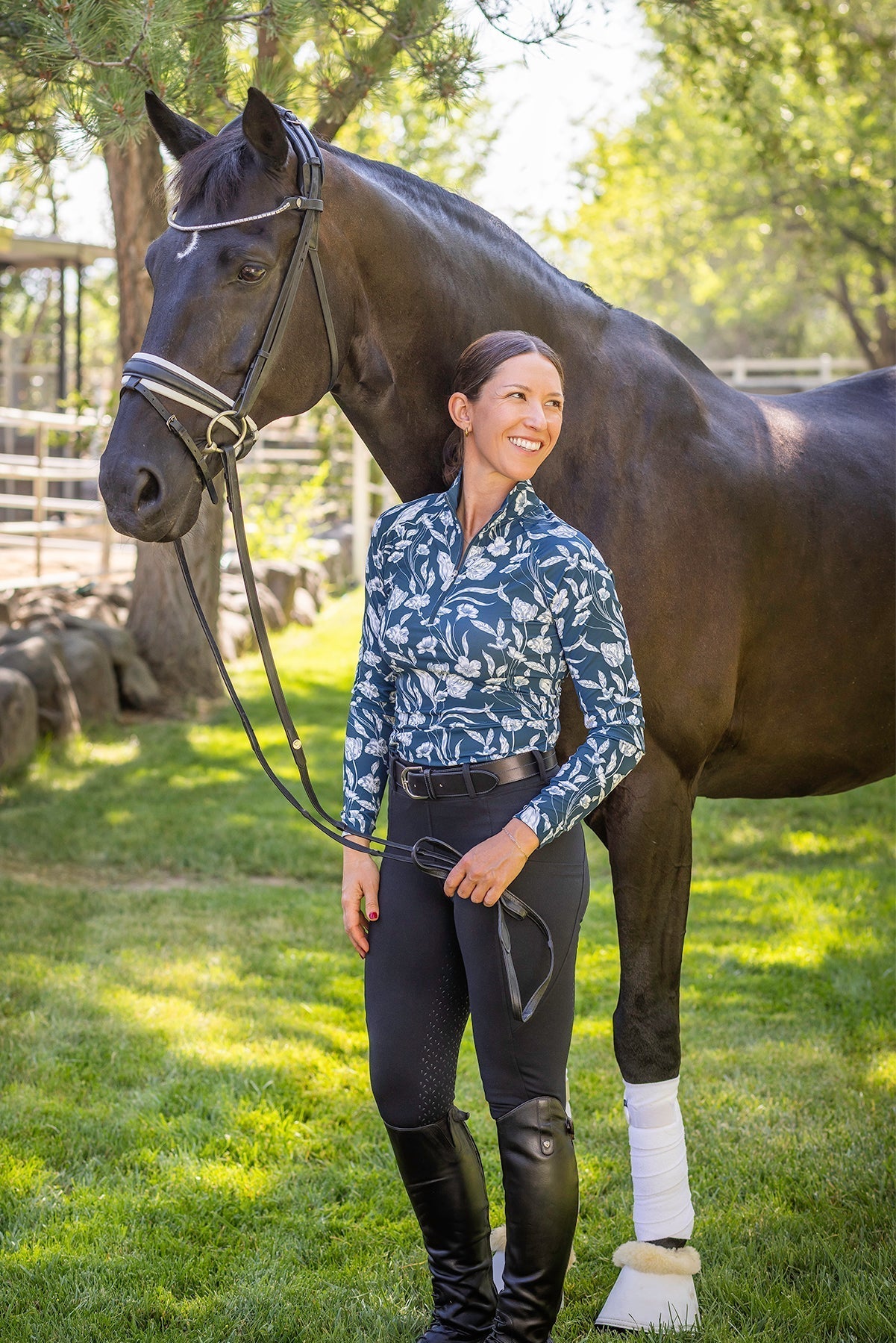 Kastel Denmark Sailor Blue French Tulip Long Sleeve 1/4 Zip Sun Shirt - Kastel Denmark - Equiluxe Tack