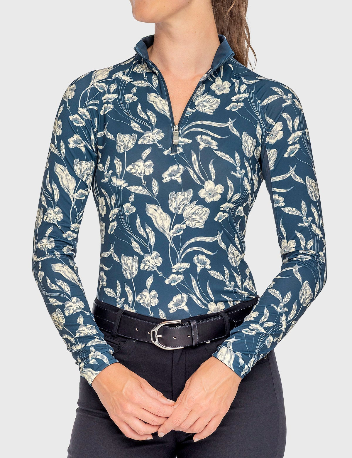 Kastel Denmark Sailor Blue French Tulip Long Sleeve 1/4 Zip Sun Shirt - Kastel Denmark - Equiluxe Tack