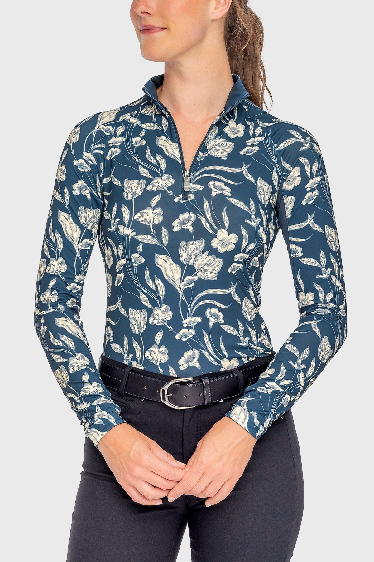 Kastel Denmark Sailor Blue French Tulip Long Sleeve 1/4 Zip Sun Shirt - Kastel Denmark - Equiluxe Tack