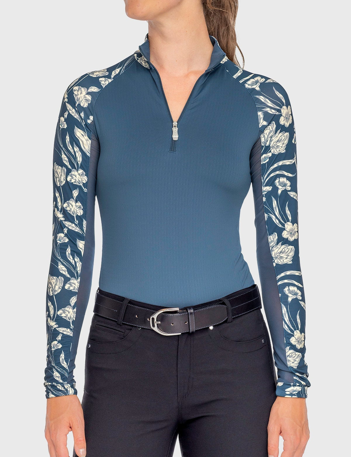 Kastel Denmark Sailor Blue French Tulip Raglan Long Sleeve 1/4 Zip Sun Shirt - Kastel Denmark - Equiluxe Tack