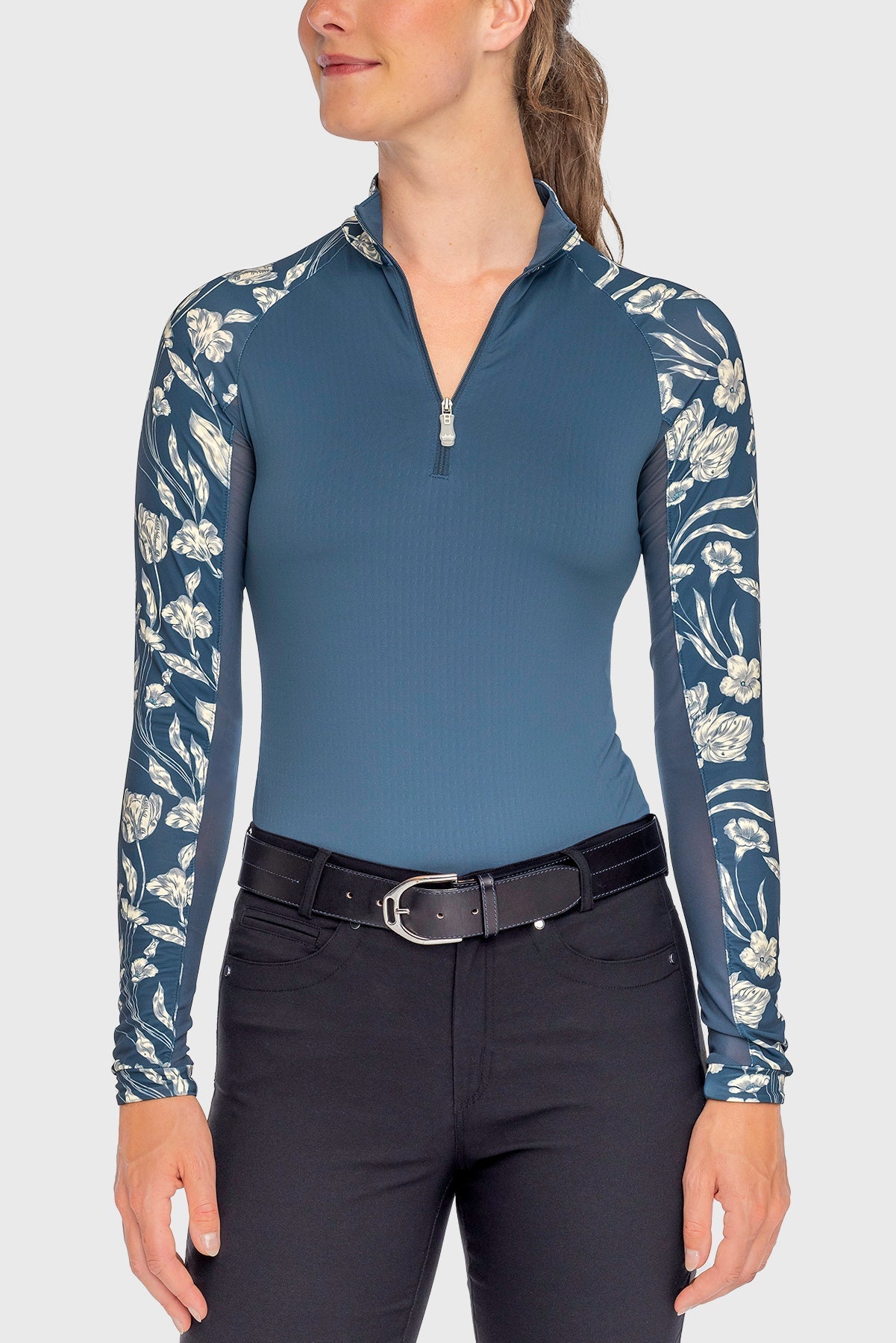 Kastel Denmark Sailor Blue French Tulip Raglan Long Sleeve 1/4 Zip Sun Shirt - Kastel Denmark - Equiluxe Tack