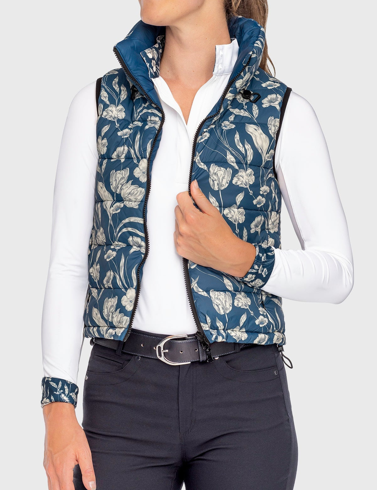 Kastel Denmark Sailor Blue French Tulip Reversible Puffer Vest w/Sailor Blue Reverse - Kastel Denmark - Equiluxe Tack
