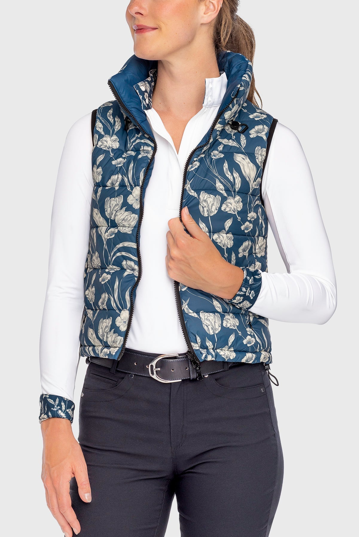 Kastel Denmark Sailor Blue French Tulip Reversible Puffer Vest w/Sailor Blue Reverse - Kastel Denmark - Equiluxe Tack
