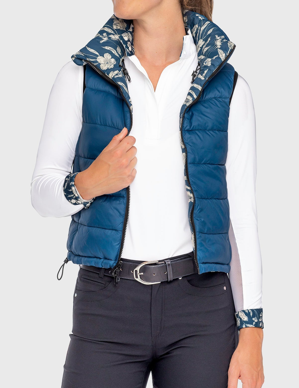 Kastel Denmark Sailor Blue French Tulip Reversible Puffer Vest w/Sailor Blue Reverse - Kastel Denmark - Equiluxe Tack