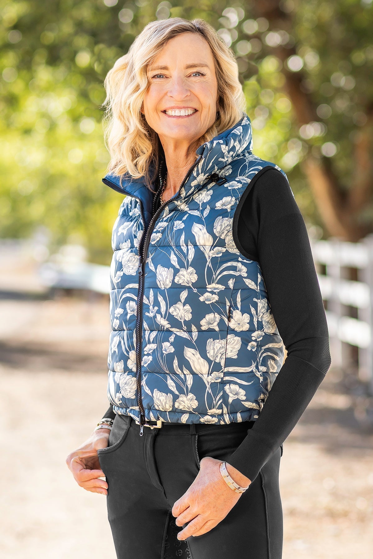 Kastel Denmark Sailor Blue French Tulip Reversible Puffer Vest w/Sailor Blue Reverse - Kastel Denmark - Equiluxe Tack