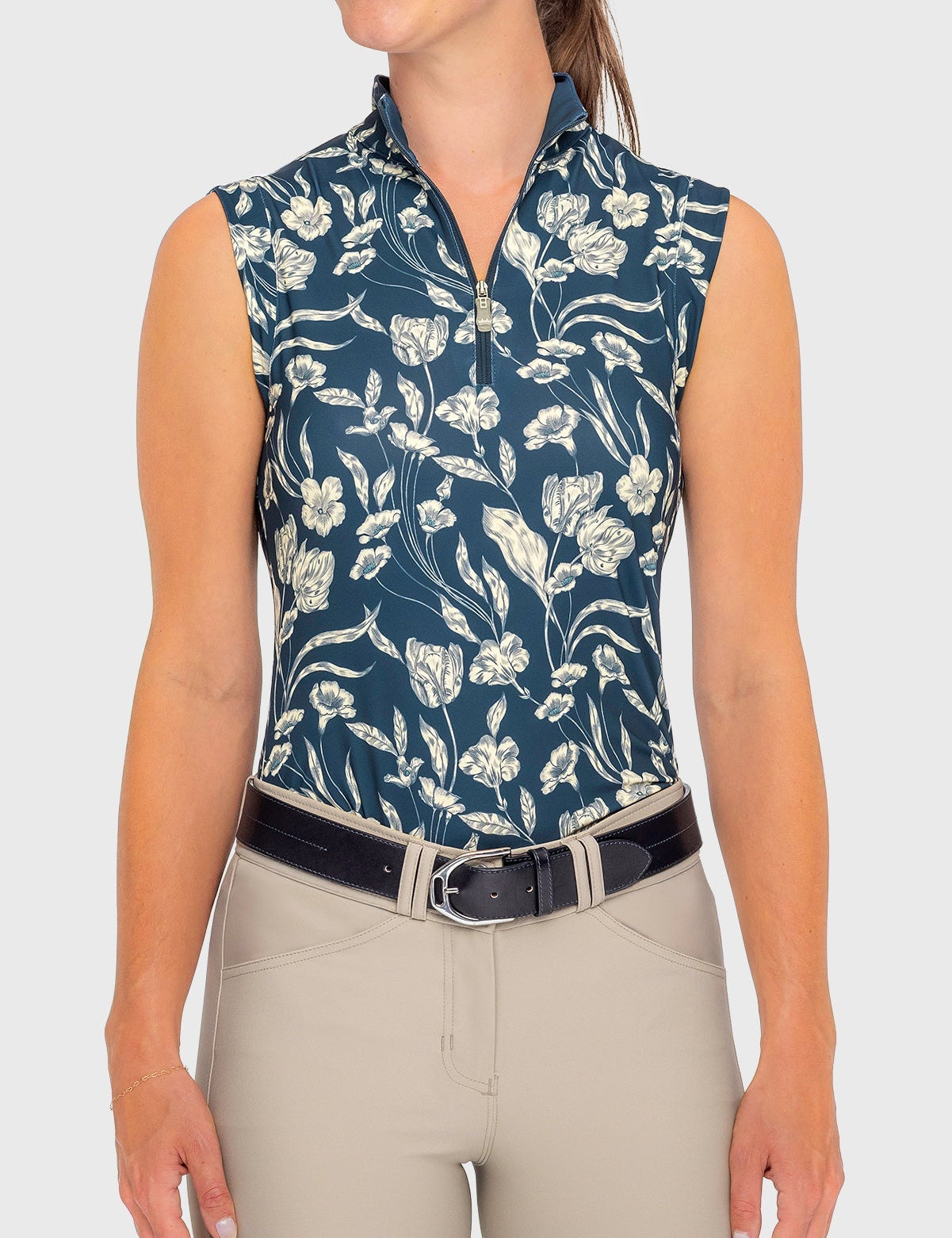 Kastel Denmark Sailor Blue French Tulip Ruched Back Sleeveless 1/4 Zip Sun Shirt - Kastel Denmark - Equiluxe Tack