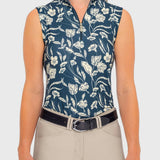 Kastel Denmark Sailor Blue French Tulip Ruched Back Sleeveless 1/4 Zip Sun Shirt - Kastel Denmark - Equiluxe Tack