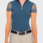 Kastel Denmark Sailor Blue Galloon Lace 1/4 Zip Cap Sleeve Shirt - Kastel Denmark - Equiluxe Tack