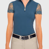 Kastel Denmark Sailor Blue Galloon Lace 1/4 Zip Cap Sleeve Shirt - Kastel Denmark - Equiluxe Tack