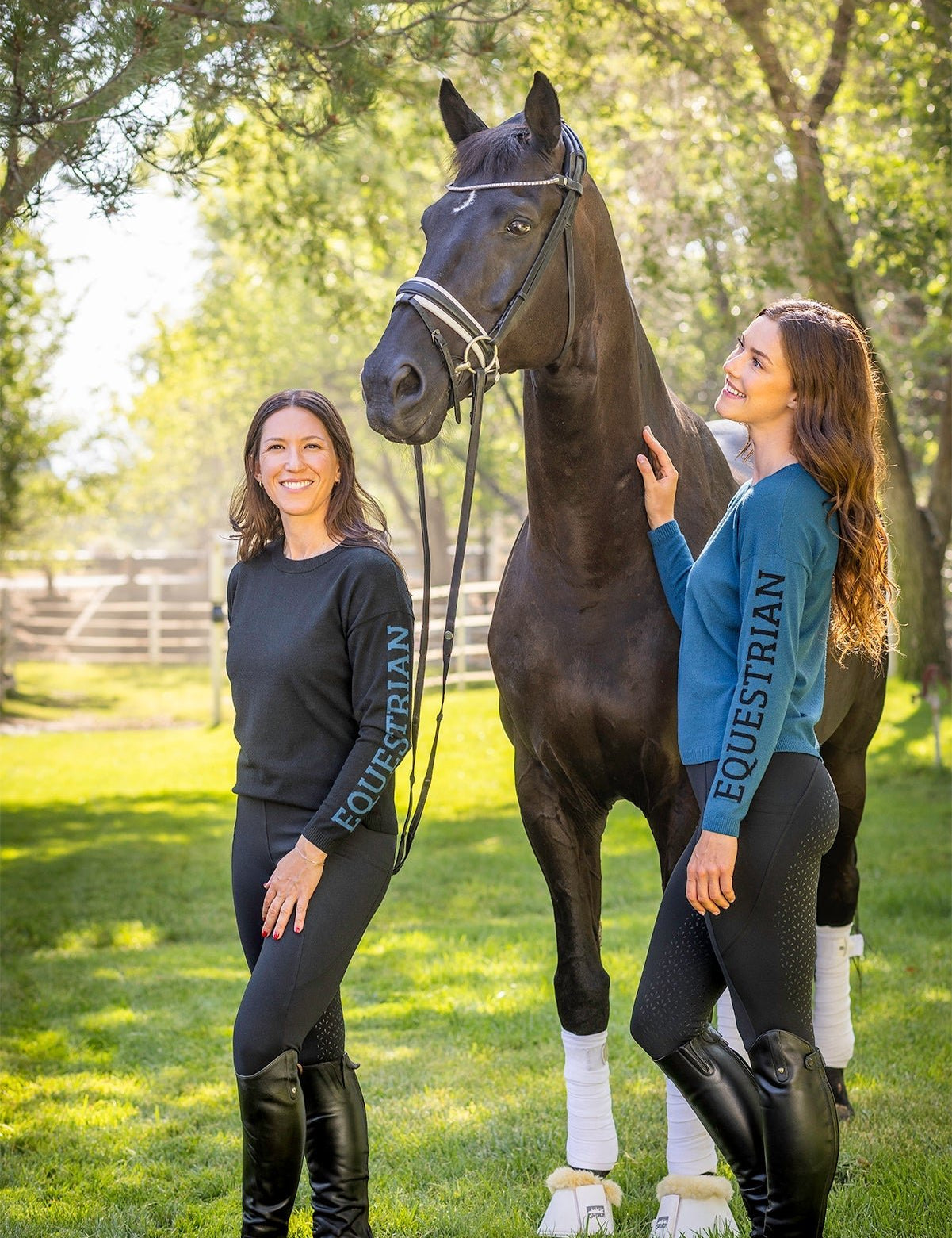 Kastel Denmark Sailor Blue with Black "Equestrian" Crewneck Sweater - Kastel Denmark - Equiluxe Tack