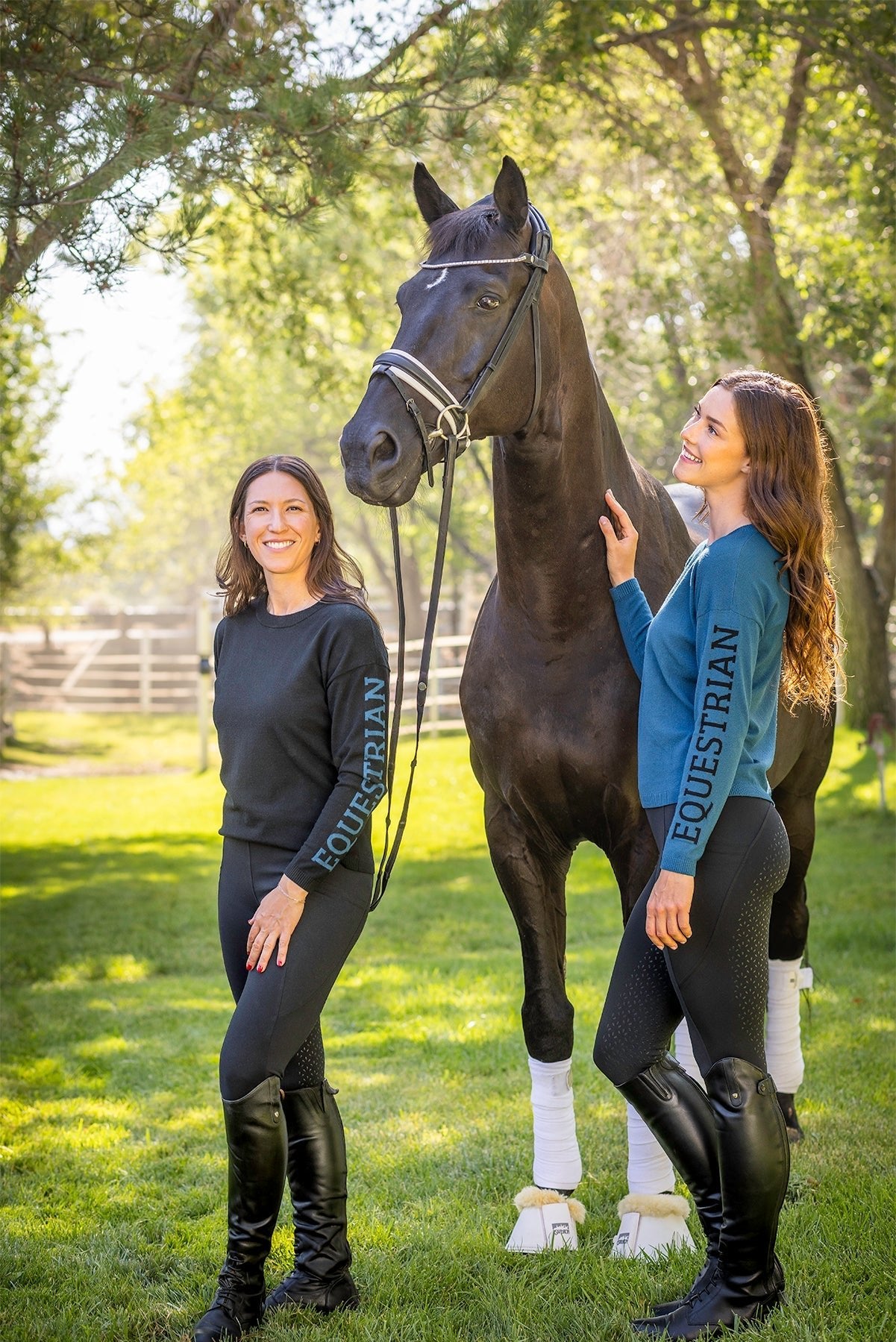 Kastel Denmark Sailor Blue with Black "Equestrian" Crewneck Sweater - Kastel Denmark - Equiluxe Tack