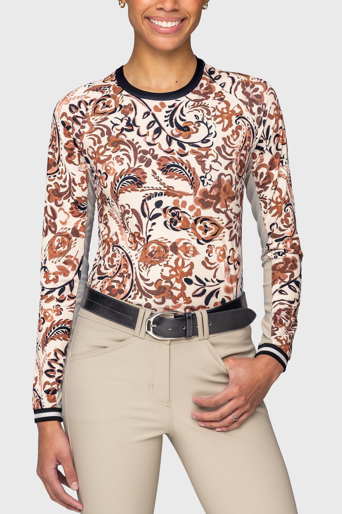 Kastel Denmark Sienna Ikat Long Sleeve Crewneck Sun Shirt w/Striped Cuffs - Kastel Denmark - Equiluxe Tack