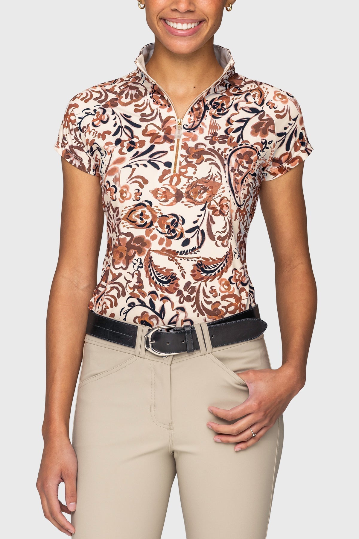 Kastel Denmark Sienna Ikat W/ Rose Gold Cap Sleeve 1/4 Zip Sun Shirt - Kastel Denmark - Equiluxe Tack