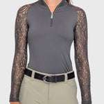 Kastel Denmark Slate Floral Lace Raglan 1/4 Zip Sun Shirt - Kastel Denmark - Equiluxe Tack