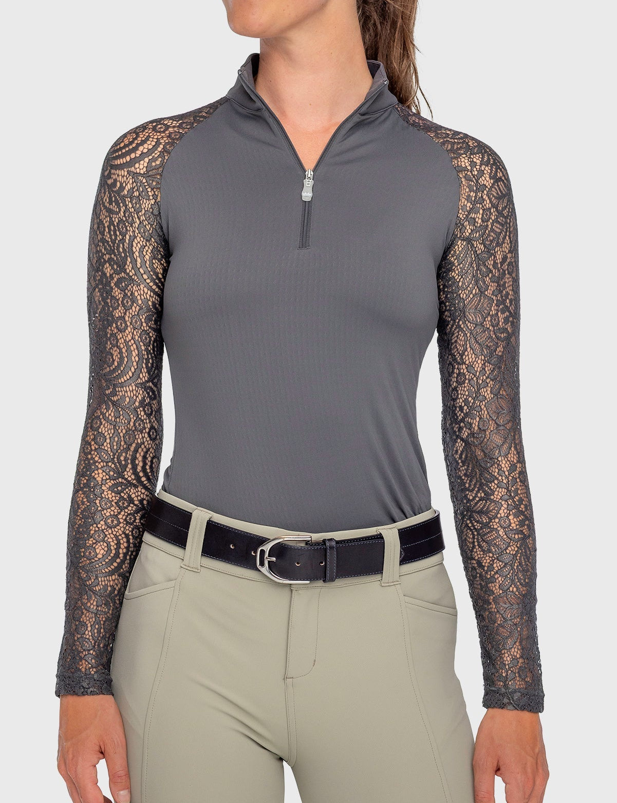 Kastel Denmark Slate Floral Lace Raglan 1/4 Zip Sun Shirt - Kastel Denmark - Equiluxe Tack