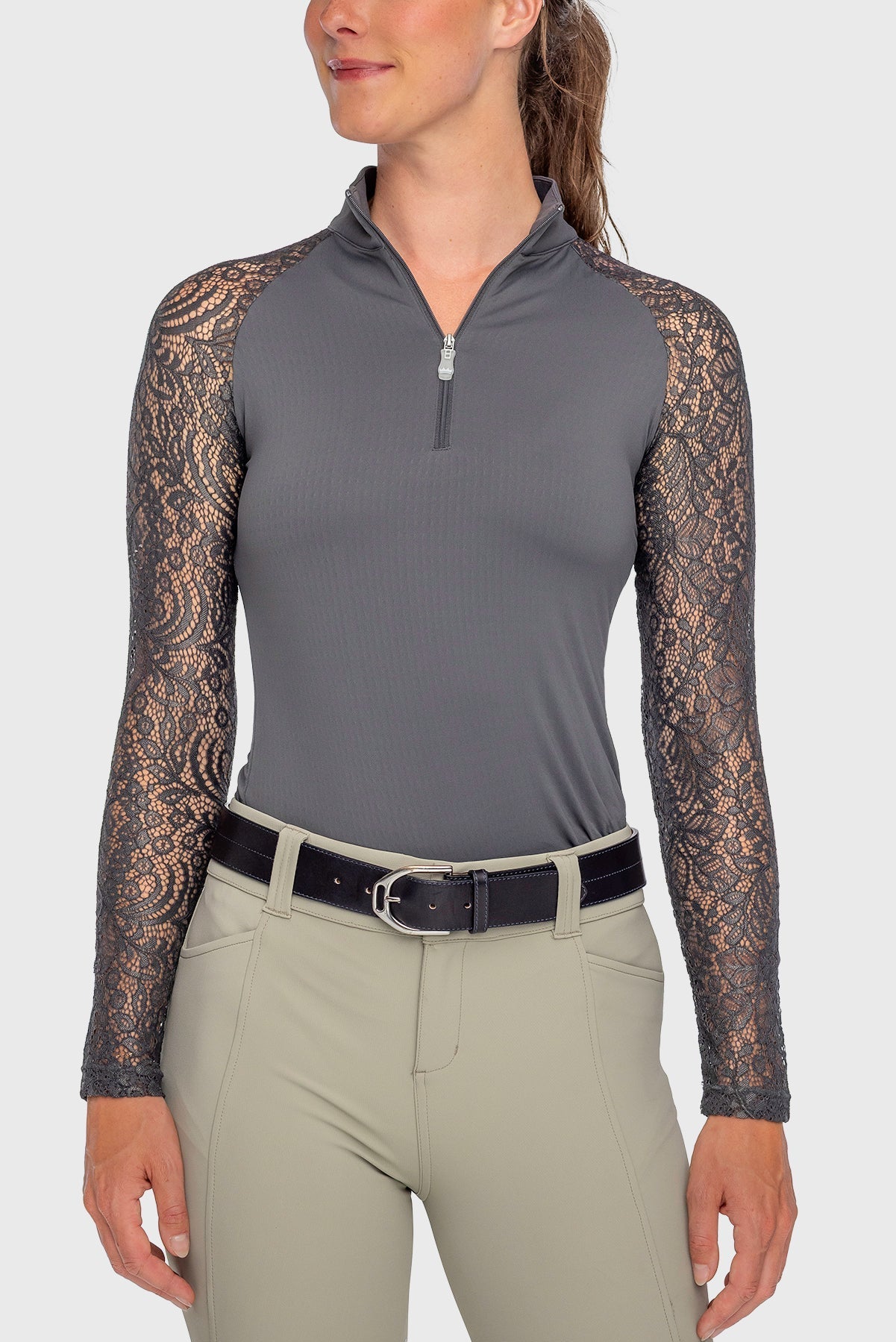 Kastel Denmark Slate Floral Lace Raglan 1/4 Zip Sun Shirt - Kastel Denmark - Equiluxe Tack