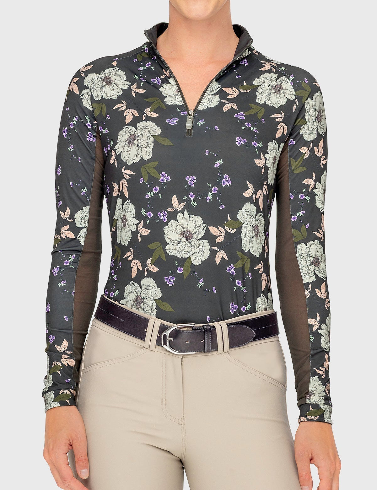 Kastel Denmark Slate Garden Rose Long Sleeve 1/4 Zip Sun Shirt - Kastel Denmark - Equiluxe Tack