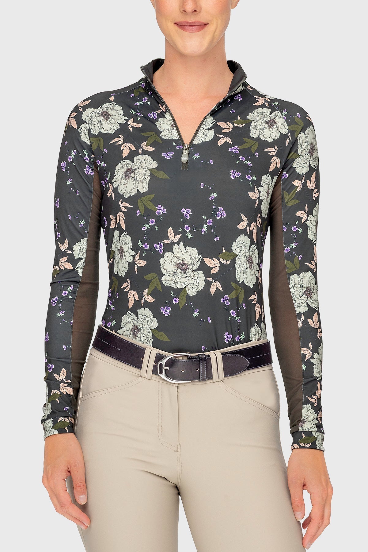 Kastel Denmark Slate Garden Rose Long Sleeve 1/4 Zip Sun Shirt - Kastel Denmark - Equiluxe Tack