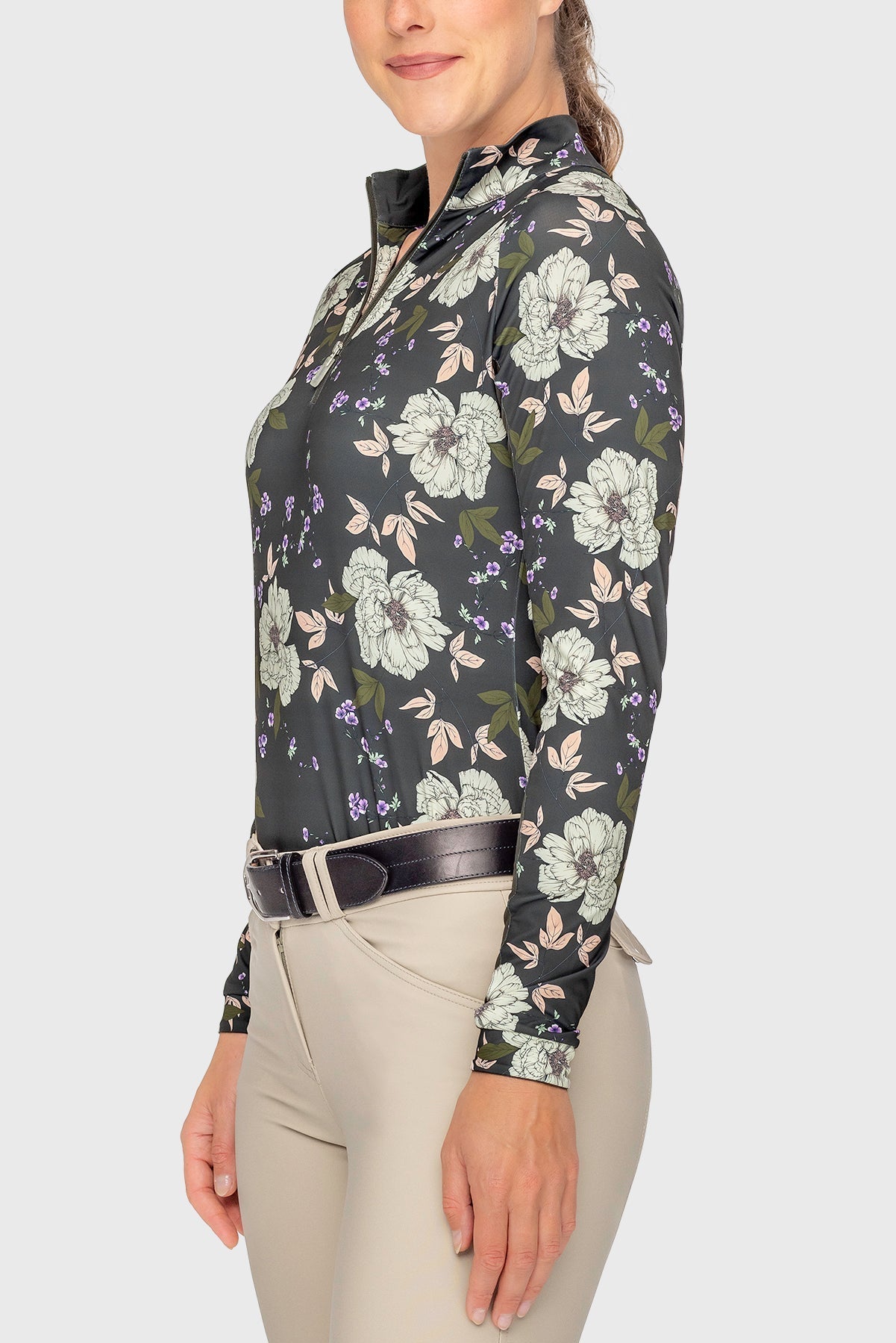 Kastel Denmark Slate Garden Rose Long Sleeve 1/4 Zip Sun Shirt - Kastel Denmark - Equiluxe Tack