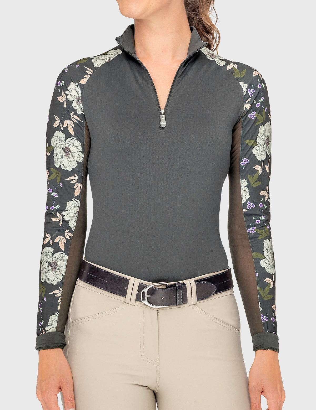 Kastel Denmark Slate Garden Rose Long Sleeve Raglan 1/4 Zip Sun Shirt - Kastel Denmark - Equiluxe Tack
