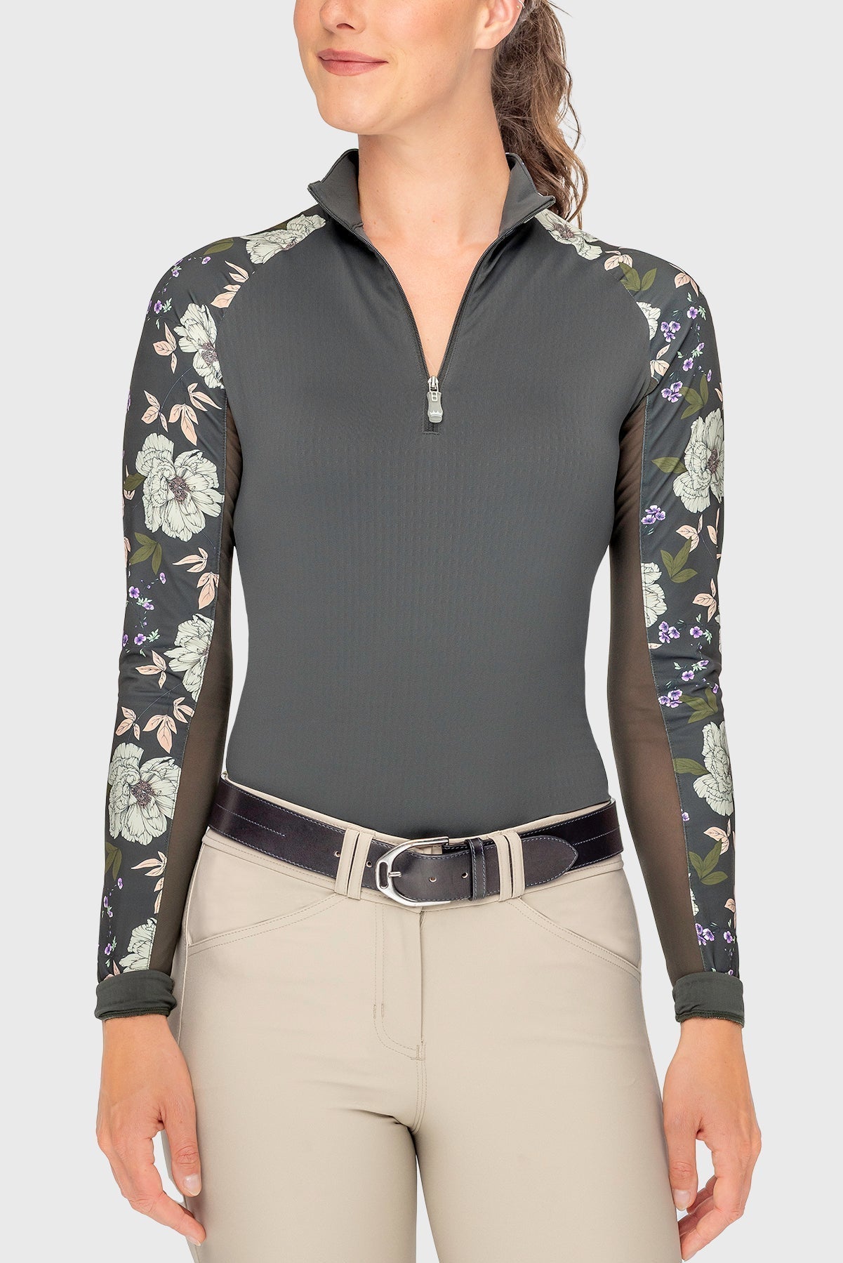 Kastel Denmark Slate Garden Rose Long Sleeve Raglan 1/4 Zip Sun Shirt - Kastel Denmark - Equiluxe Tack