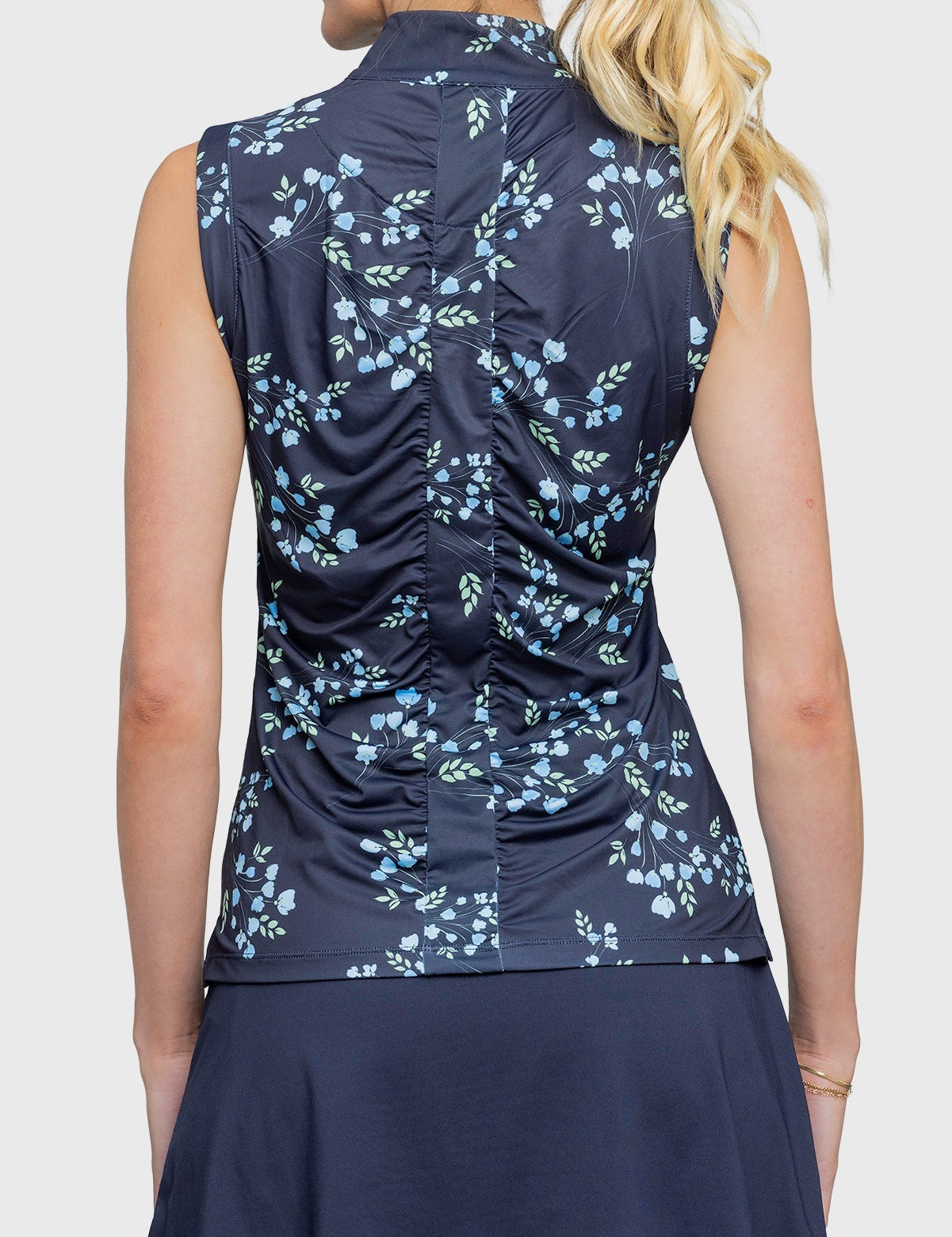 Kastel Denmark Sleeveless Ruched Back Navy Rosebud 1/4 Zip - Kastel Denmark - Equiluxe Tack