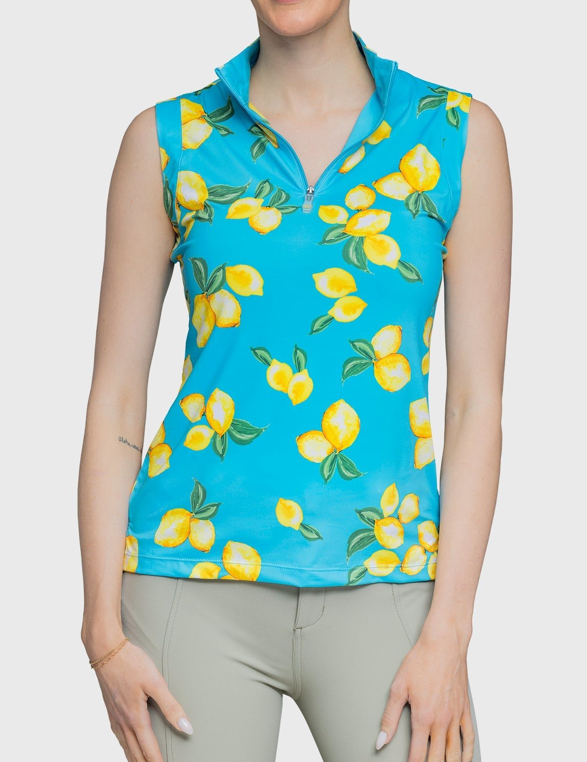 Kastel Denmark Sleeveless Ruched Back Tank Azure Lemons 1/4 Zip - Kastel Denmark - Equiluxe Tack