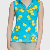 Kastel Denmark Sleeveless Ruched Back Tank Azure Lemons 1/4 Zip - Kastel Denmark - Equiluxe Tack