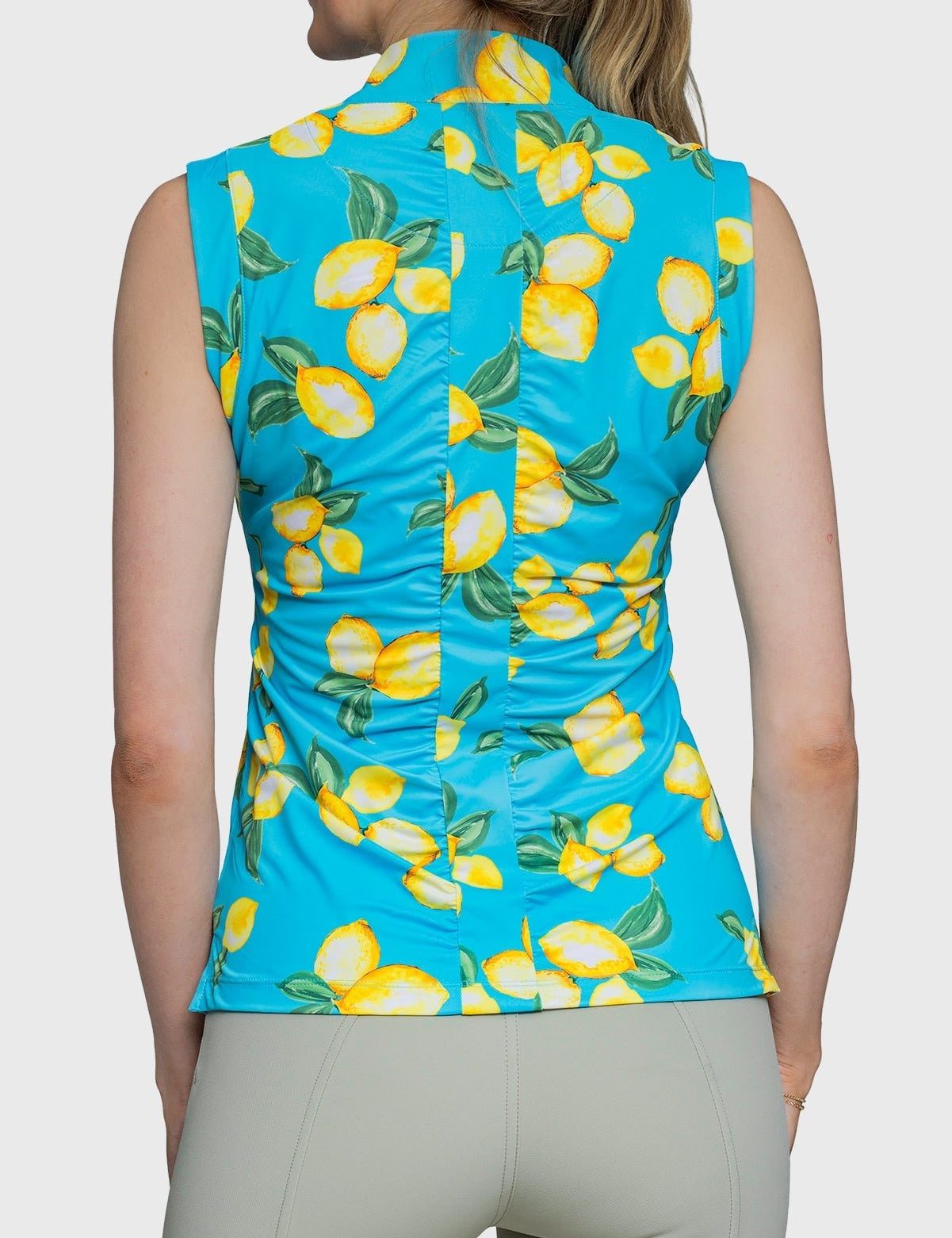Kastel Denmark Sleeveless Ruched Back Tank Azure Lemons 1/4 Zip - Kastel Denmark - Equiluxe Tack