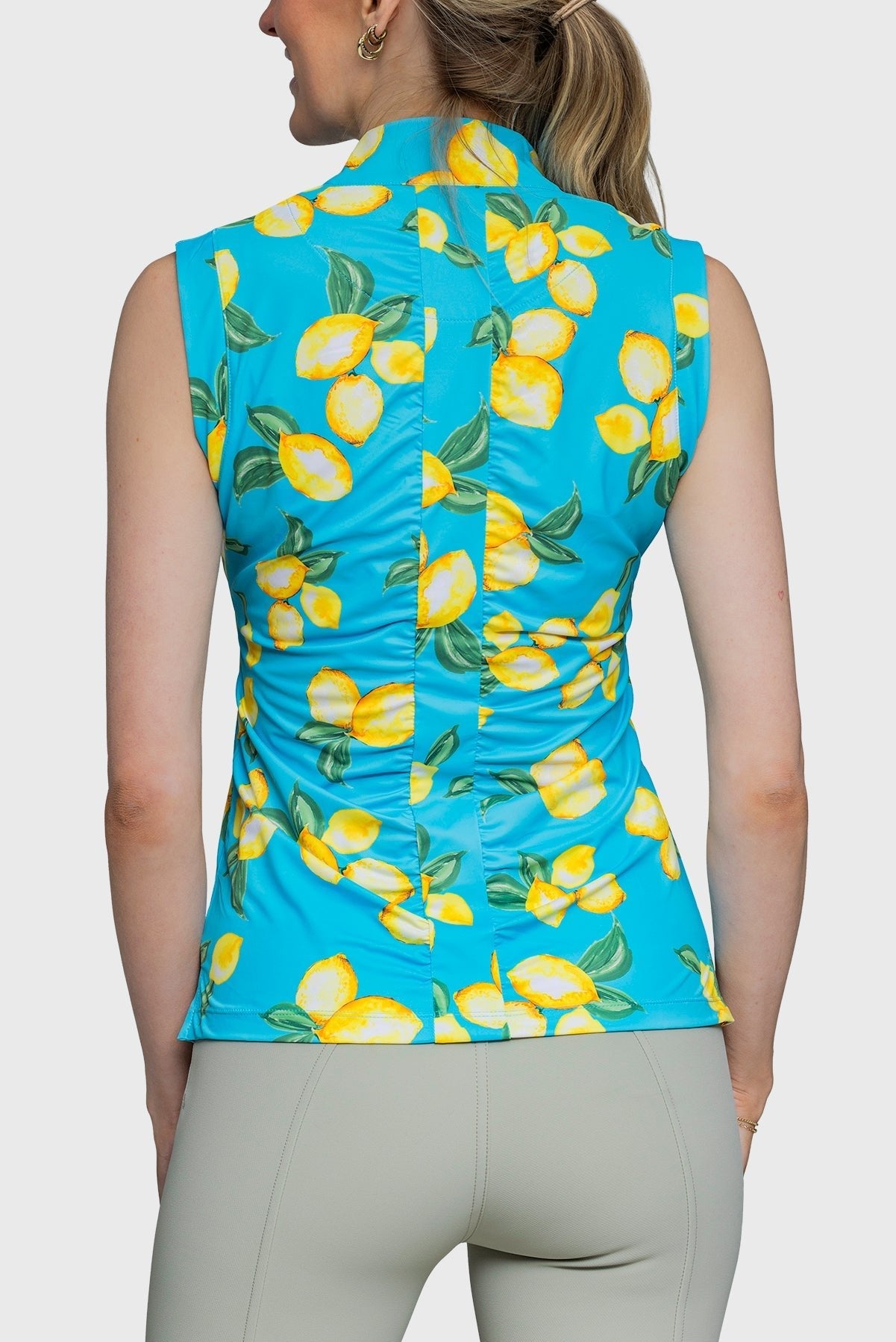 Kastel Denmark Sleeveless Ruched Back Tank Azure Lemons 1/4 Zip - Kastel Denmark - Equiluxe Tack