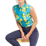 Kastel Denmark Sleeveless Ruched Back Tank Azure Lemons 1/4 Zip - Kastel Denmark - Equiluxe Tack