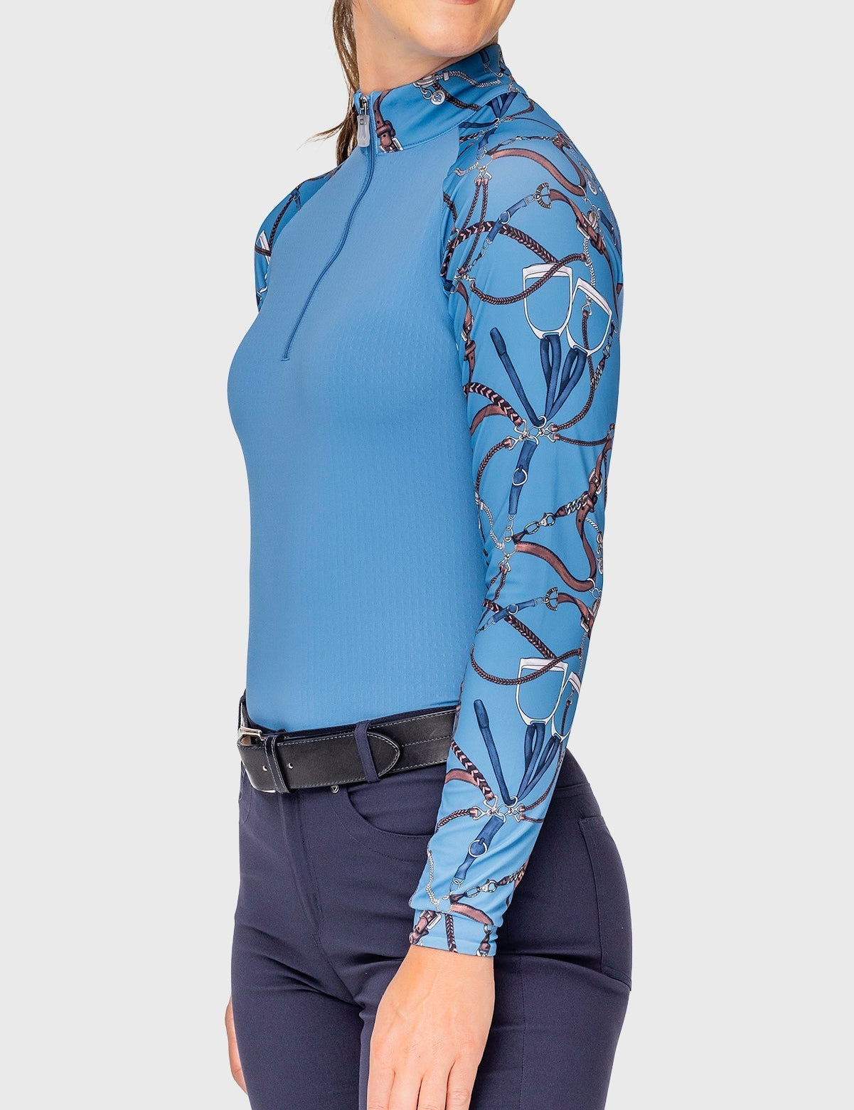 Kastel Denmark Tahoe Blue Belts Long Sleeve Raglan 1/4 Zip Sun Shirt - Kastel Denmark - Equiluxe Tack