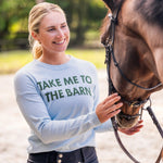 Kastel Denmark "Take Me To The Barn" Long Sleeve Crewneck Sweater in Powder Blue & Foliage Green - Kastel Denmark - Equiluxe Tack