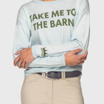 Kastel Denmark "Take Me To The Barn" Long Sleeve Crewneck Sweater in Powder Blue & Foliage Green - Kastel Denmark - Equiluxe Tack