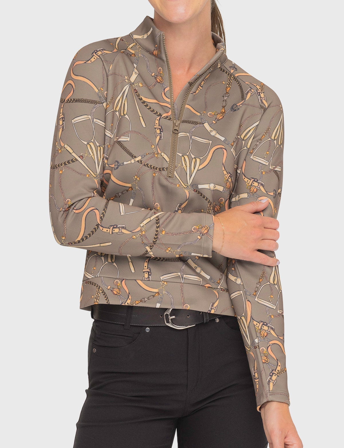 Kastel Denmark Taupe Belt ½ Zip Scuba Pullover - Kastel Denmark - Equiluxe Tack