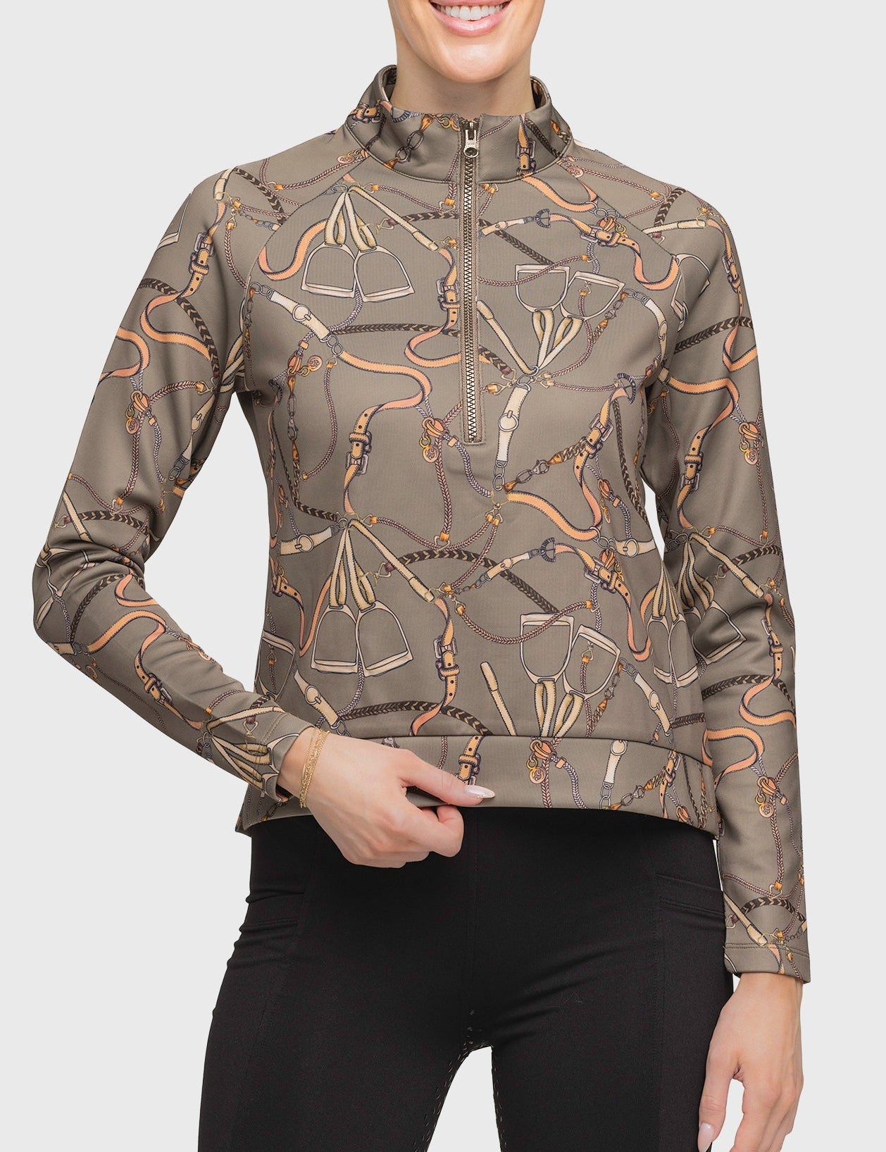 Kastel Denmark Taupe Belt ½ Zip Scuba Pullover - Kastel Denmark - Equiluxe Tack