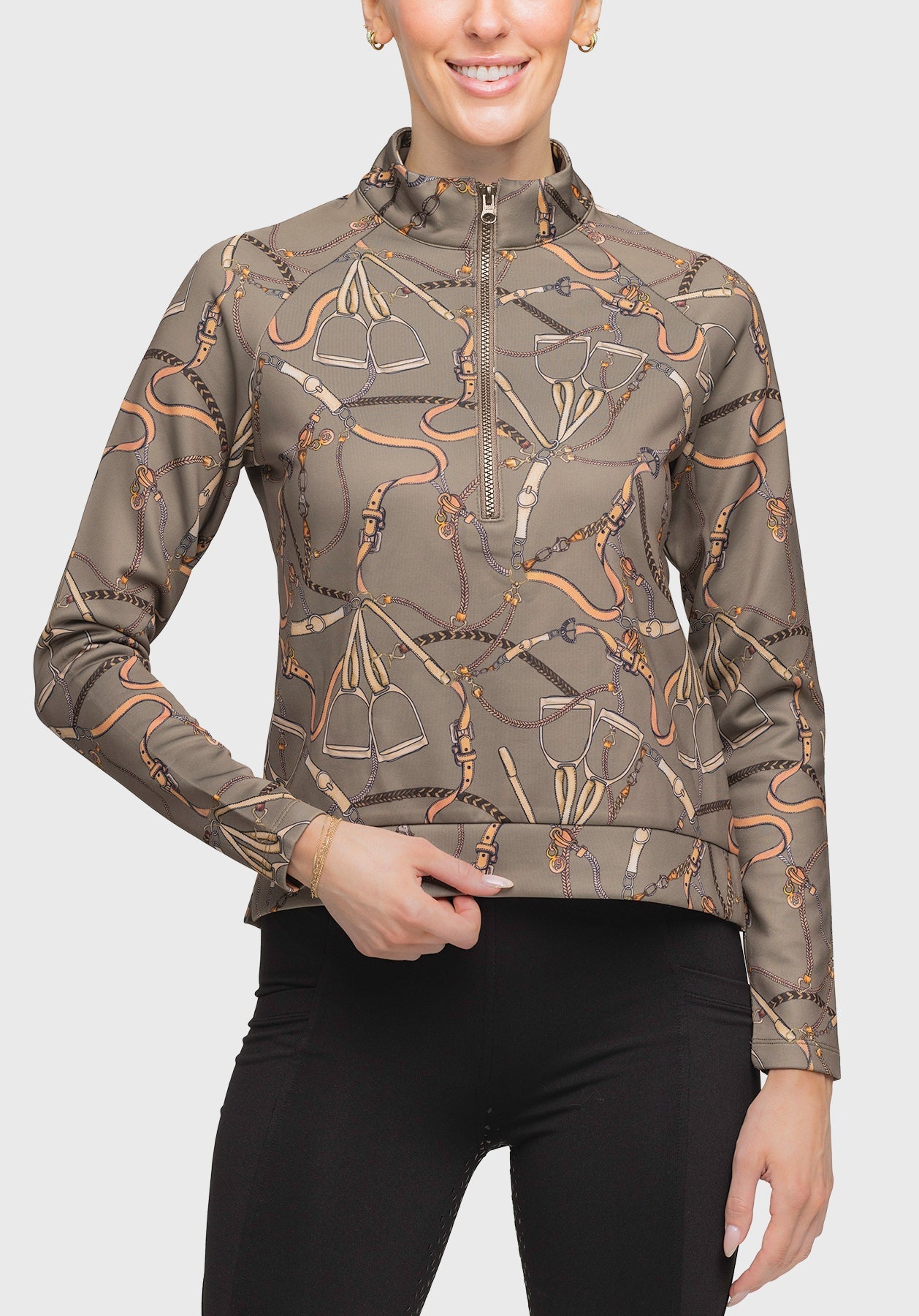 Kastel Denmark Taupe Belt ½ Zip Scuba Pullover - Kastel Denmark - Equiluxe Tack