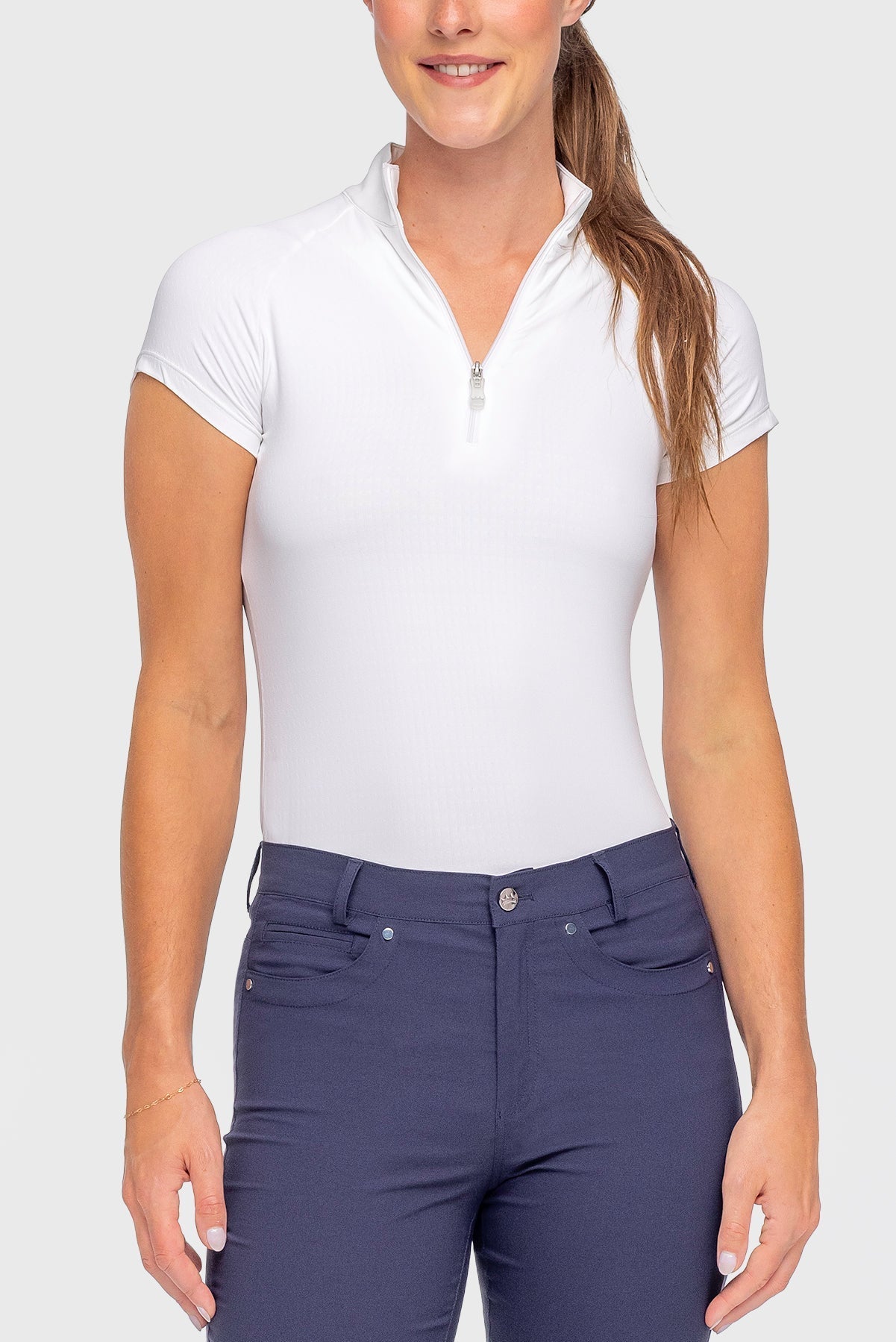 Kastel Denmark White Cap Sleeve 1/4 Zip Sun Shirt - Kastel Denmark - Equiluxe Tack