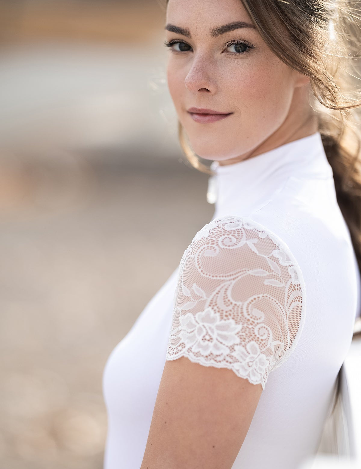 Kastel Denmark White Galloon Lace Short Sleeve Sun Shirt - Kastel Denmark - Equiluxe Tack