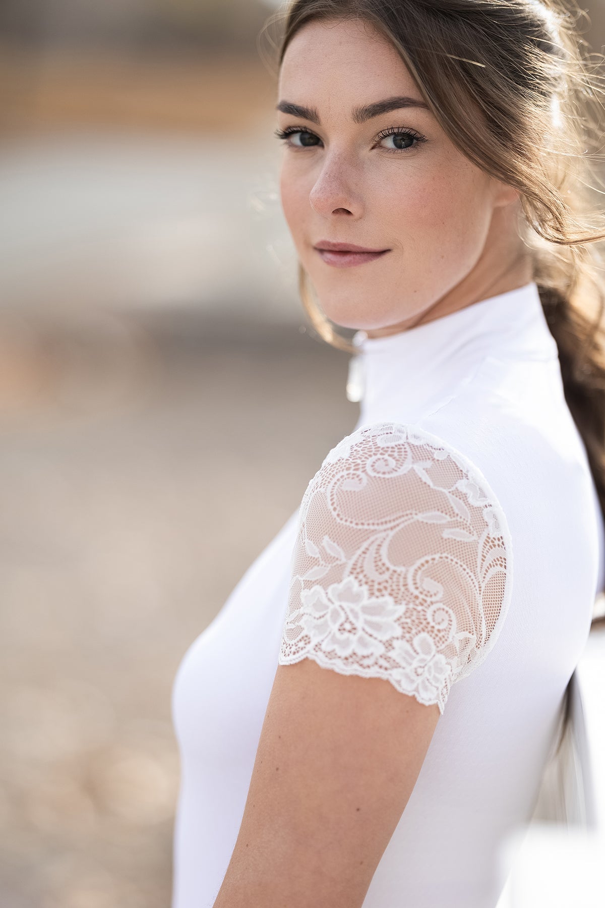 Kastel Denmark White Galloon Lace Short Sleeve Sun Shirt - Kastel Denmark - Equiluxe Tack