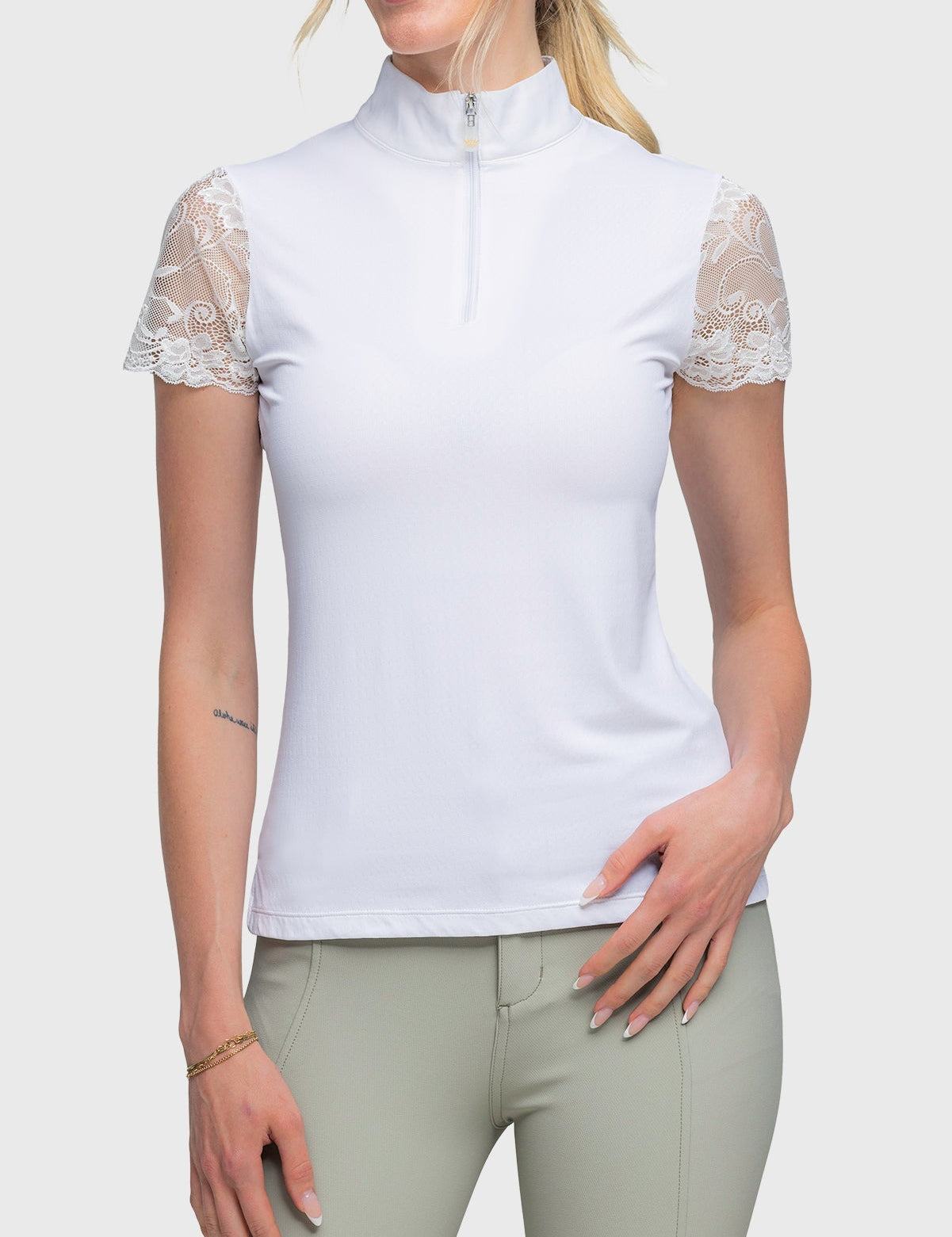 Kastel Denmark White Galloon Lace Short Sleeve Sun Shirt - Kastel Denmark - Equiluxe Tack